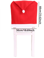 6pcs Christmas Santa Claus Hat Chair Cover Christmas Decoration Table