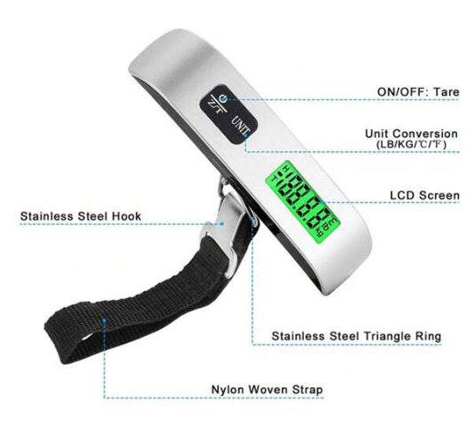 Portable Electronic Scale with Backlit Digital LCD Display