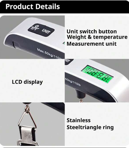 Portable Electronic Scale with Backlit Digital LCD Display